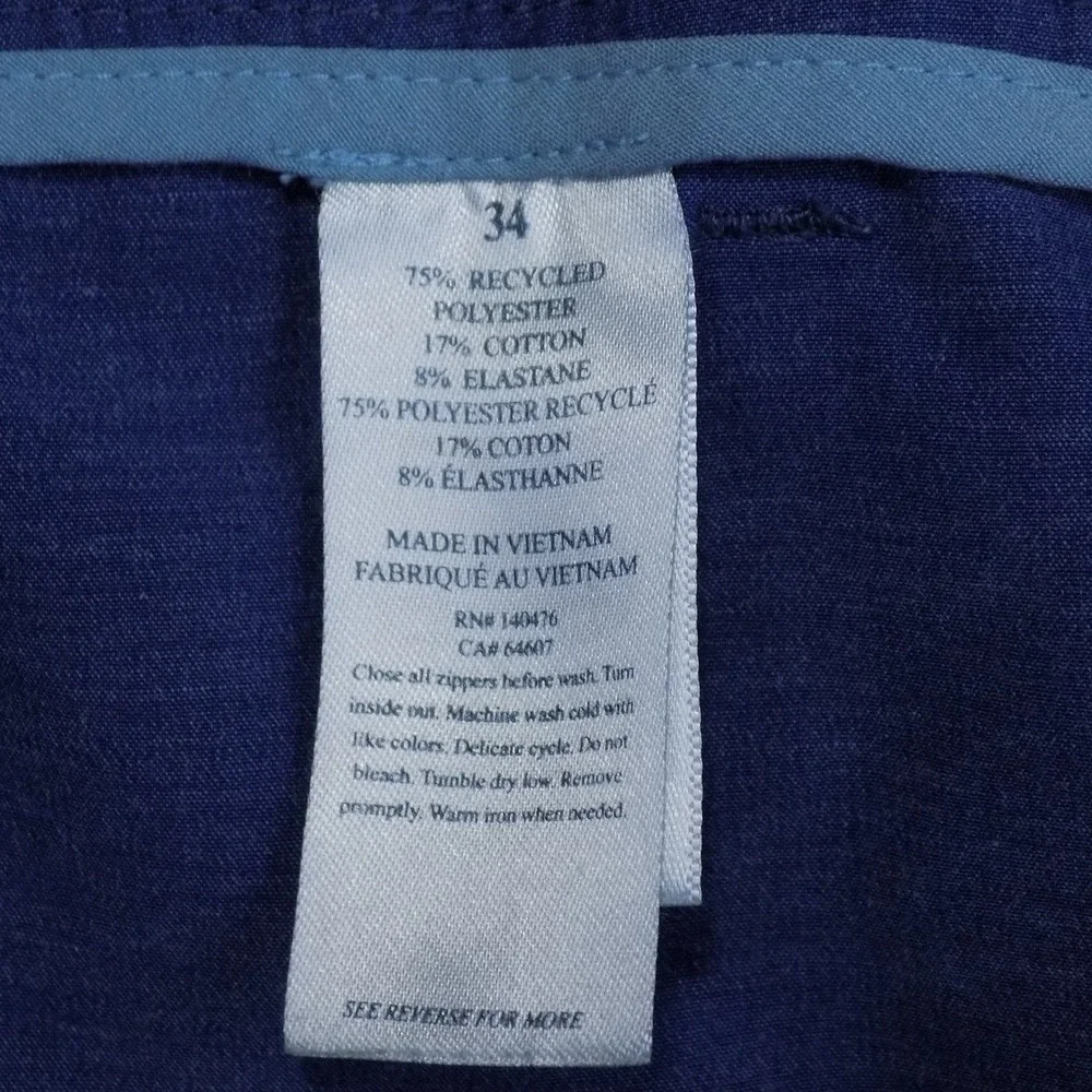 Faherty All Day Shorts Mens 34 Blue Hybrid Stretch Performance Casual EUC